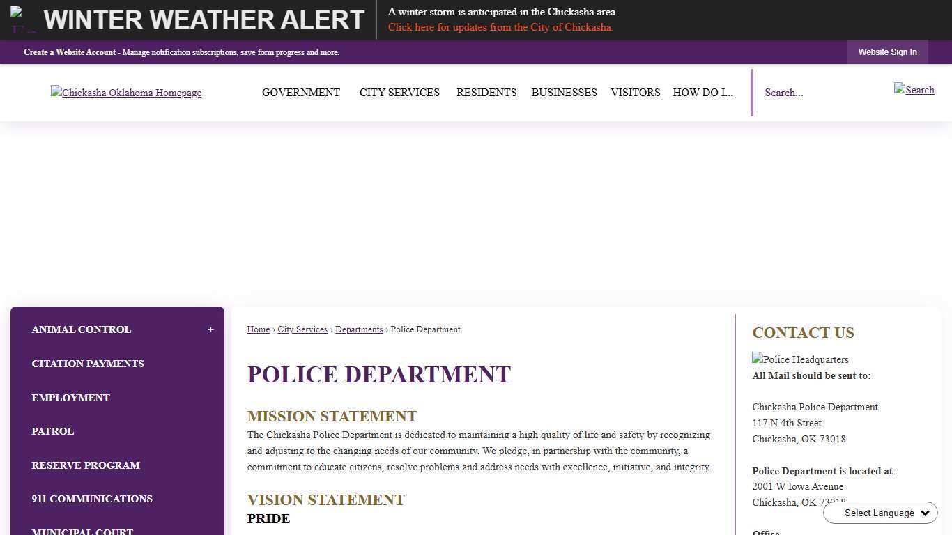 Police Department Chickasha, OK - Official Website